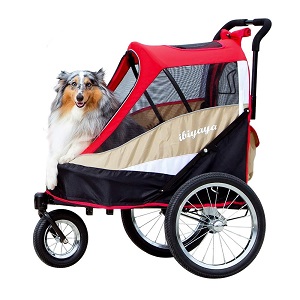 ibiyaya 2-in-1 Pet Strollers/Bicycle Trailer for Multiple Dogs