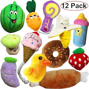Jalousie 12 Pack Cute Plush Toys for Small & Medium Dogs